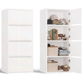Armoire haute 50 cm avec 4 portes et 4 étagères, meuble de rangement moderne Push-to-Open pour salon, bureau ou entrée, blanc