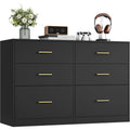 Commode à 6 tiroirs, meuble de rangement moderne pour chambre ou salon, finition noir