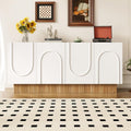 Buffet 160 x 38 x 75 cm avec 4 portes, façade effet bois mat et grande capacité de rangement, blanc
