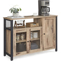 Buffet de rangement avec 3 portes, placard pour cuisine, salle a manger ou salon, style rustique, marron boise et noir