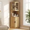 Armoire dangle vitree grande hauteur, meuble polyvalent pour salle a manger, bureau ou salon, decor naturel
