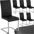 Lot de six chaises de salle à manger rembourrées avec revêtement en similicuir et piètement en acier