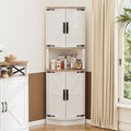 Armoire d'angle haute avec étagères et portes, meuble de rangement compact pour salon, bureau ou salle à manger, blanc