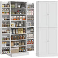 Armoire de cuisine haute avec placards, étagère réglable et porte-épices, meuble de rangement moderne 60 x 35 x 166 cm, blanc