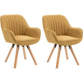 Lot de deux fauteuils scandinaves pivotants avec accoudoirs, assise rembourrée et pieds en bois massif