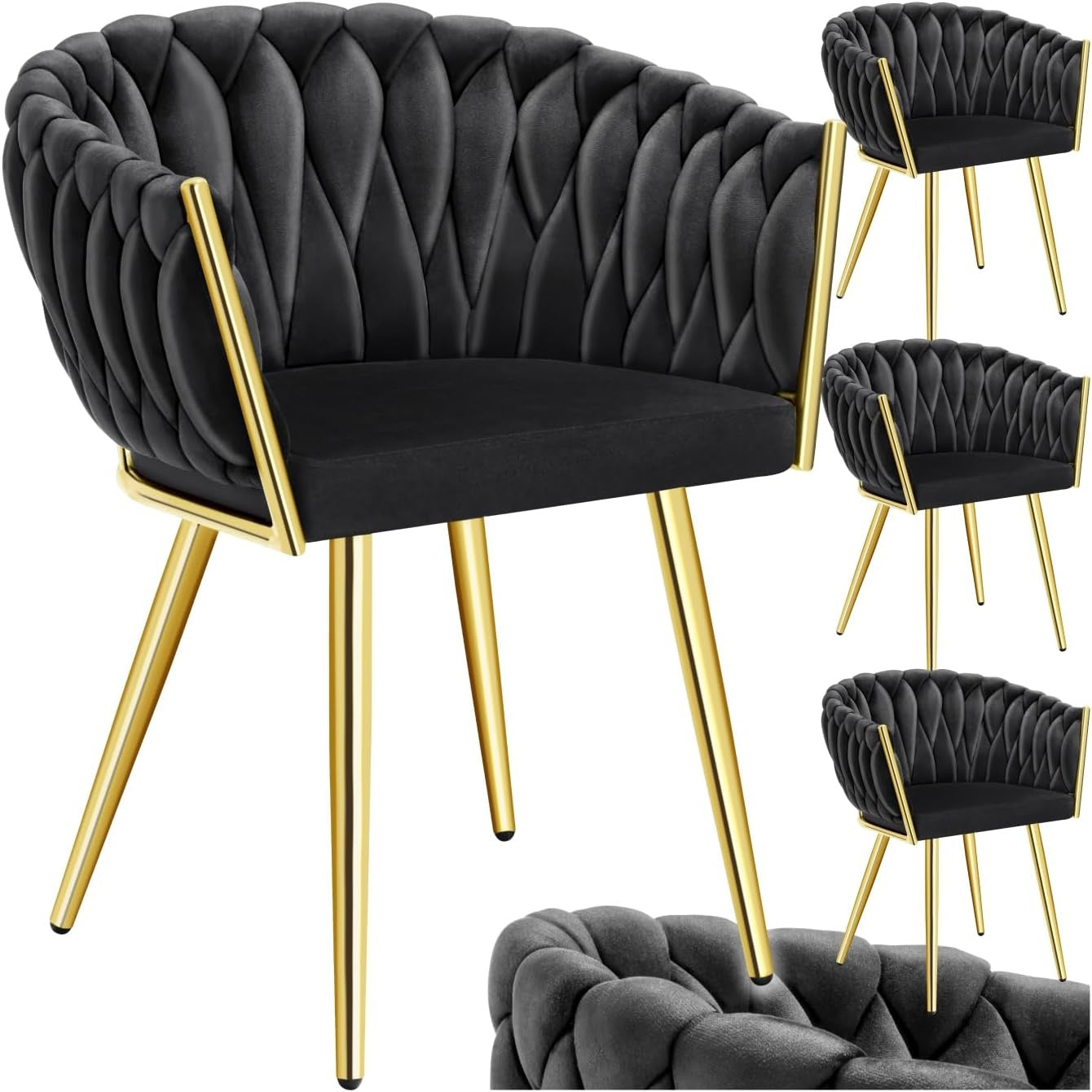 Lot de quatre fauteuils de salle à manger rembourrés au design ergonomique pour intérieur moderne